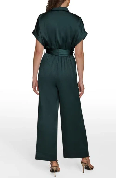 Donna Karan Women's Satin Wide Leg Jumpsuit In Green