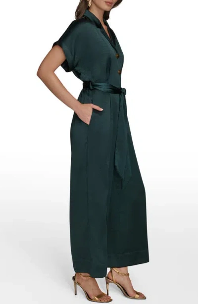 Donna Karan Women's Satin Wide Leg Jumpsuit In Green
