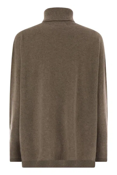 Vanisé Giuly High-neck Asymmetrical Sweater In Brown