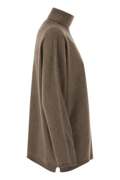 Vanisé Giuly High-neck Asymmetrical Sweater In Brown