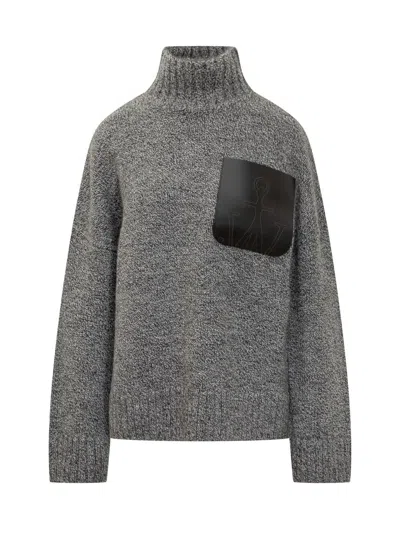 Jw Anderson J. W. Anderson Leather Patch Pocket Jumper In Gray