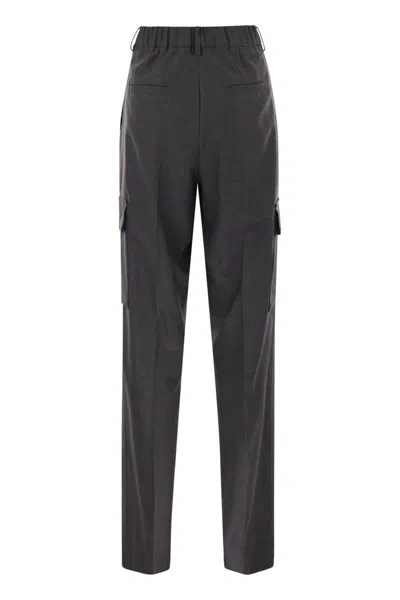 Herno Cargo Trousers In Wool And Viscose Blend In Gray