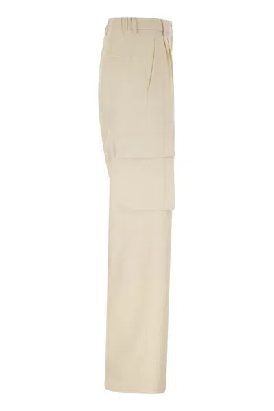 Herno Cargo Trousers In Wool And Viscose Blend In White