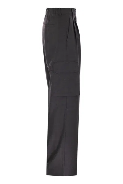 Herno Cargo Trousers In Wool And Viscose Blend In Gray