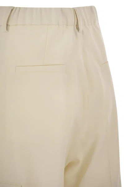 Herno Cargo Trousers In Wool And Viscose Blend In White