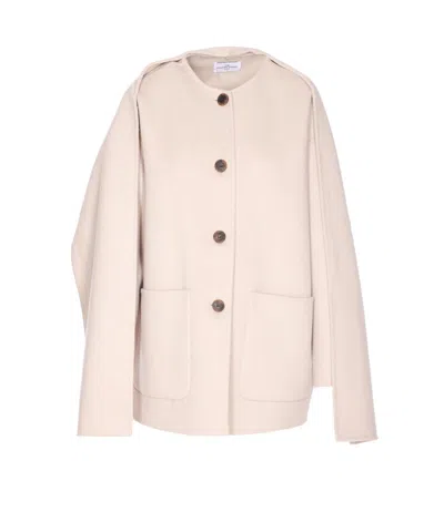 The Dynamis Studio Button-fastening Cape Coat In Pink