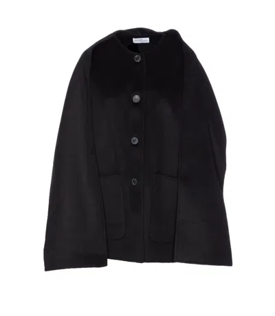 The Dynamis Studio Black Antwerp Coat Frontal Buttons Closure In Black