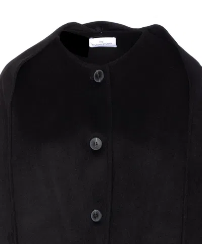 The Dynamis Studio Black Antwerp Coat Frontal Buttons Closure In Black