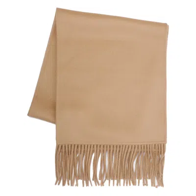 The Dynamis Studio Fringed Wool Scarf In Brown