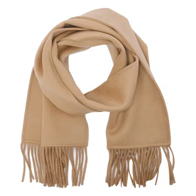 The Dynamis Studio Fringed Wool Scarf In Brown