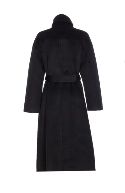 The Dynamis Studio Belted Button-fastening Coat In Black