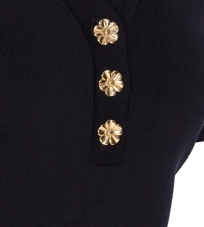 Twinset Pull Polo Avec Boutons Bijoux In Black