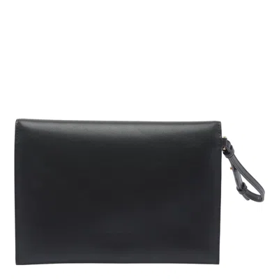 Pinko Structured Envelope Bag With Pointed Flap And Gold Emblem In Black