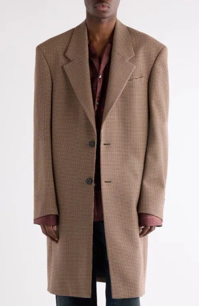 Acne Studios Mens Multi Brown Houndstooth Notched-lapel Wool Coat In Brown