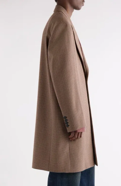 Acne Studios Mens Multi Brown Houndstooth Notched-lapel Wool Coat In Brown