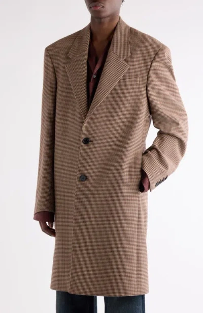 Acne Studios Mens Multi Brown Houndstooth Notched-lapel Wool Coat In Brown