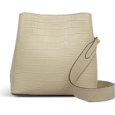 Radley London Dukes Place Moc Croc Medium Compartment Snow Leather Cross-body In Neutral