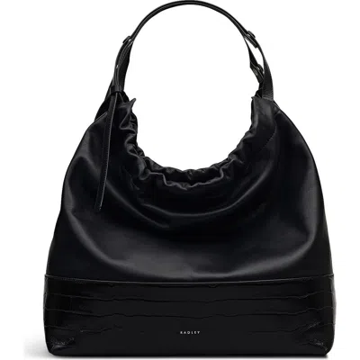 Radley London The Portobello Large Leather Drawstring Shoulder Bag In Black