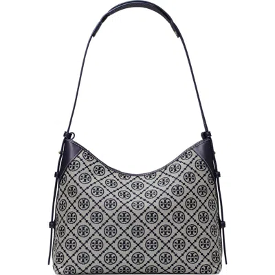 Tory Burch Shoulder Bag With Adaptable Strap And Logo Pattern In Blue