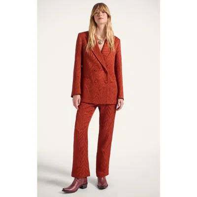 La Doublej Textured Double-breasted Jacket In Red