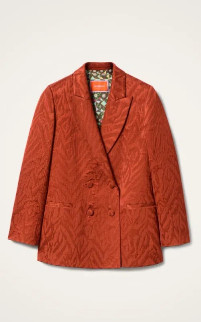 La Doublej Textured Double-breasted Jacket In Red