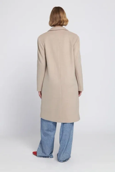 Elle Collection Melton Coat With Printed Lining Trench In Neutral