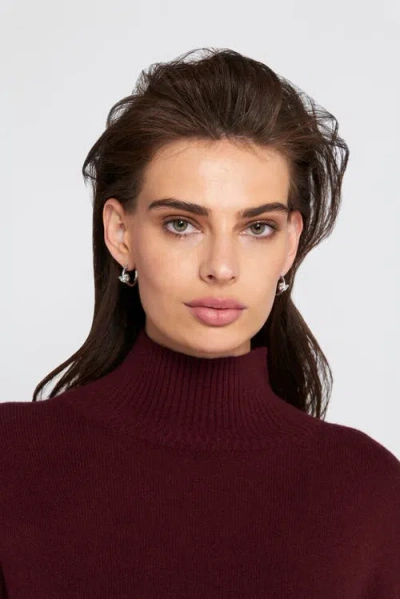 Elle Collection Turtleneck Sweater Pullover In Burgundy