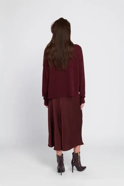 Elle Collection Turtleneck Sweater Pullover In Burgundy