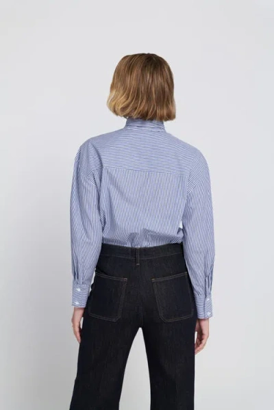 Elle Collection Striped Bow Shirt In Blue