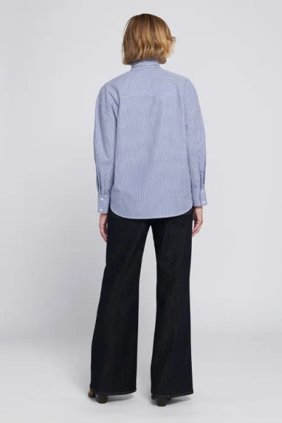Elle Collection Striped Bow Shirt In Blue