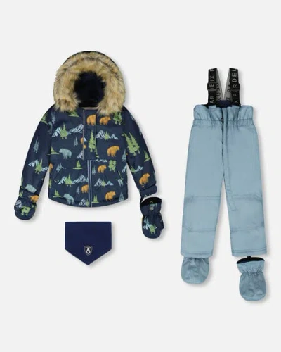 Deux Par Deux Two-piece Play Snowsuit In Blue