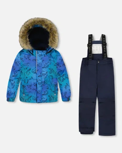 Deux Par Deux Boy Two-piece Discover Snowsuit In Multi