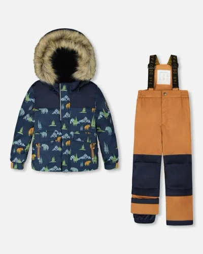 Deux Par Deux Boy Two-piece Discover Snowsuit In Multi