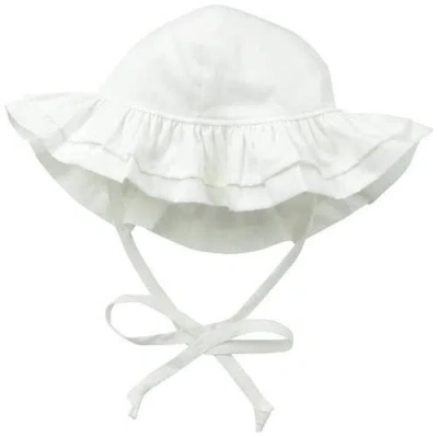 Flap Happy Baby Upf 50+ Double Ruffle Uv Blocking Sun Hat In White