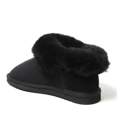 Dearfoams Fireside Perth Genuine Shearling Foldover Boot In Black