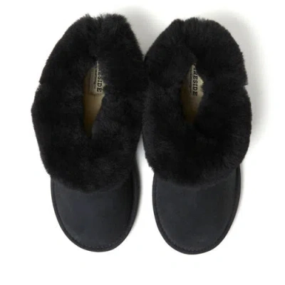 Dearfoams Fireside Perth Genuine Shearling Foldover Boot In Black