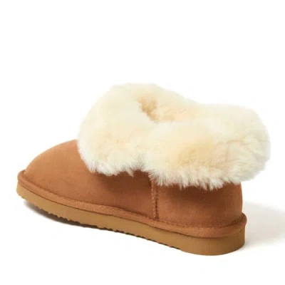 Dearfoams Fireside Perth Genuine Shearling Foldover Boot In Brown