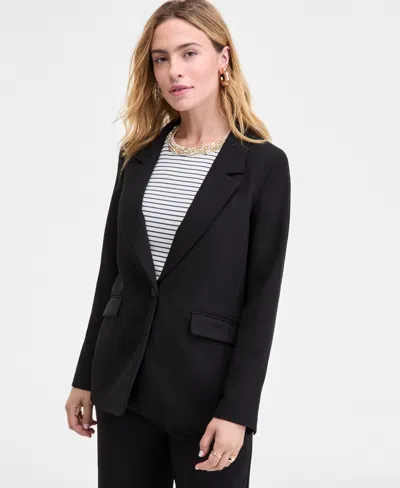 On 34th Womens Relaxed Crepe Blazer Xxs 3x Macys Exclusive In Black