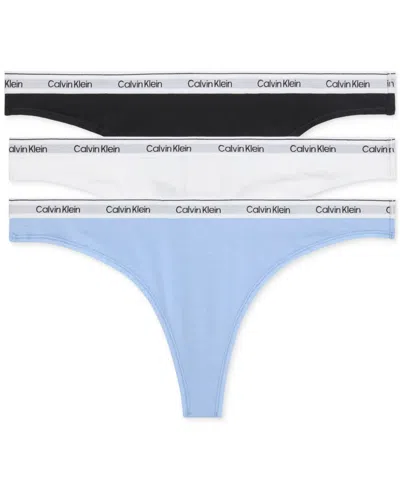 Calvin Klein Women's Modern Logo 3-pack Low Rise Thong In Multi