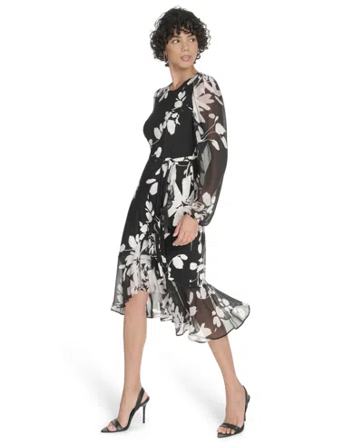 Tommy Hilfiger Women's Sheer Balloon Sleeve Dress In Multi
