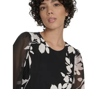 Tommy Hilfiger Women's Sheer Balloon Sleeve Dress In Multi