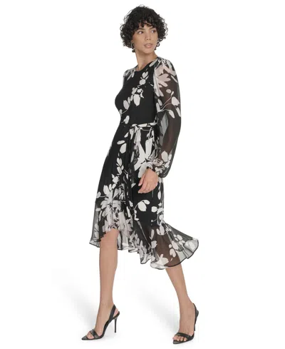 Tommy Hilfiger Women's Sheer Balloon Sleeve Dress In Multi