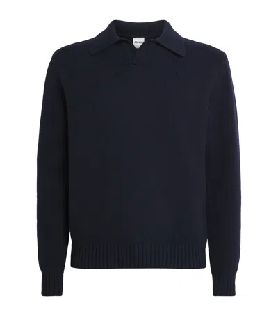 Aspesi Wool-blend Open Collar Sweater In Black