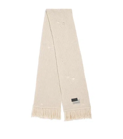 Mm6 Maison Margiela Wool-blend Distressed Scarf In Neutral