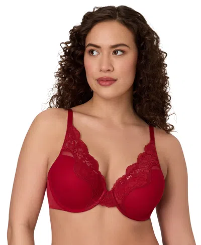 Bali Women's One Smooth U Comfort Stretch Lace Uw Df0084 In Red