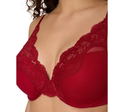 Bali Women's One Smooth U Comfort Stretch Lace Uw Df0084 In Red