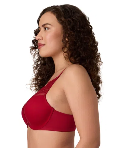 Bali Women's One Smooth U Comfort Stretch Lace Uw Df0084 In Red