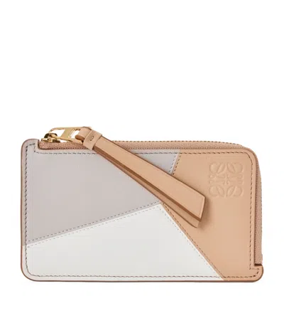 Loewe Leather Puzzle Coin Card Holder In White