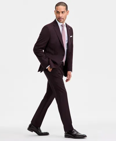 Ted By Ted Baker Men's Modern-fit Bordeaux Wool-blend Suit Separate Jacket In Red