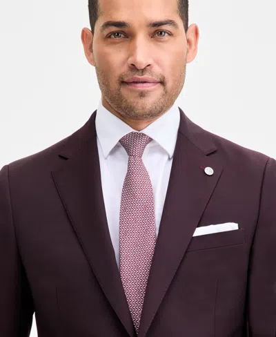 Ted By Ted Baker Men's Modern-fit Bordeaux Wool-blend Suit Separate Jacket In Red